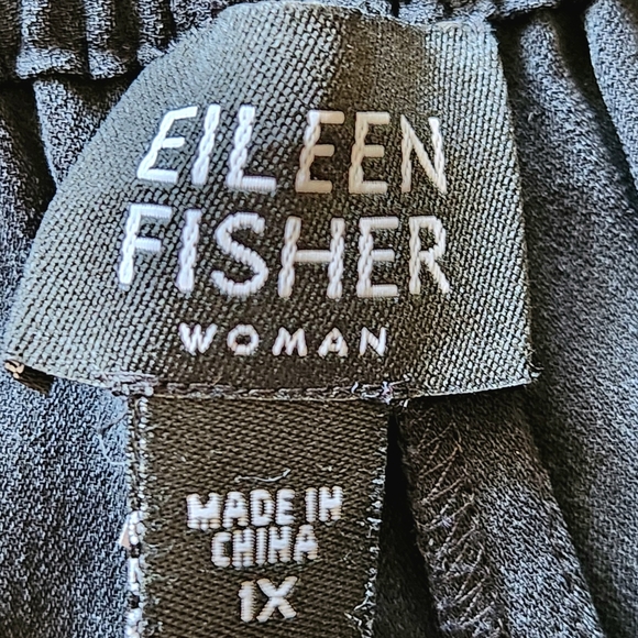 Eileen Fisher Woman Georgette Silk Wide Leg Pants Size 1X Color Black - Picture 3 of 16